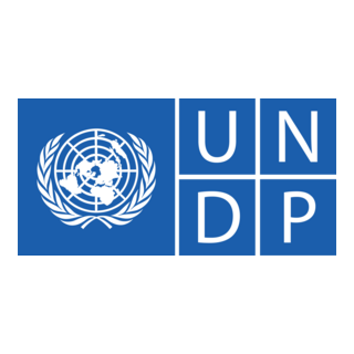 The image displays the United Nations Development Programme (UNDP) logo, featuring a world map surrounded by olive branches and the letters 