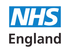 NHS England logo featuring bold white 