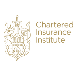 The Chartered Insurance Institute logo featuring a gold shield design with a sword, scales, book, and laurel elements, next to the text 