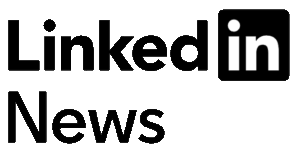 Black LinkedIn logo with 